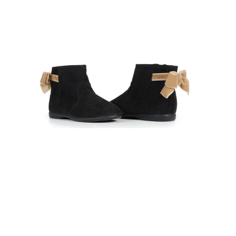 Childrenchic Black Suede Booties With Velvet Bows, sz 28 / US 11